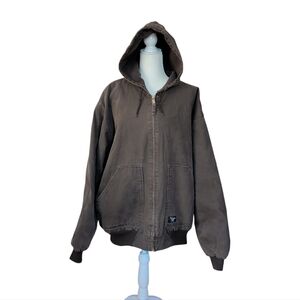 Walls Zero Zone Fleece Lined Hooded Canvas Work Jacket 2XL Brown Grey